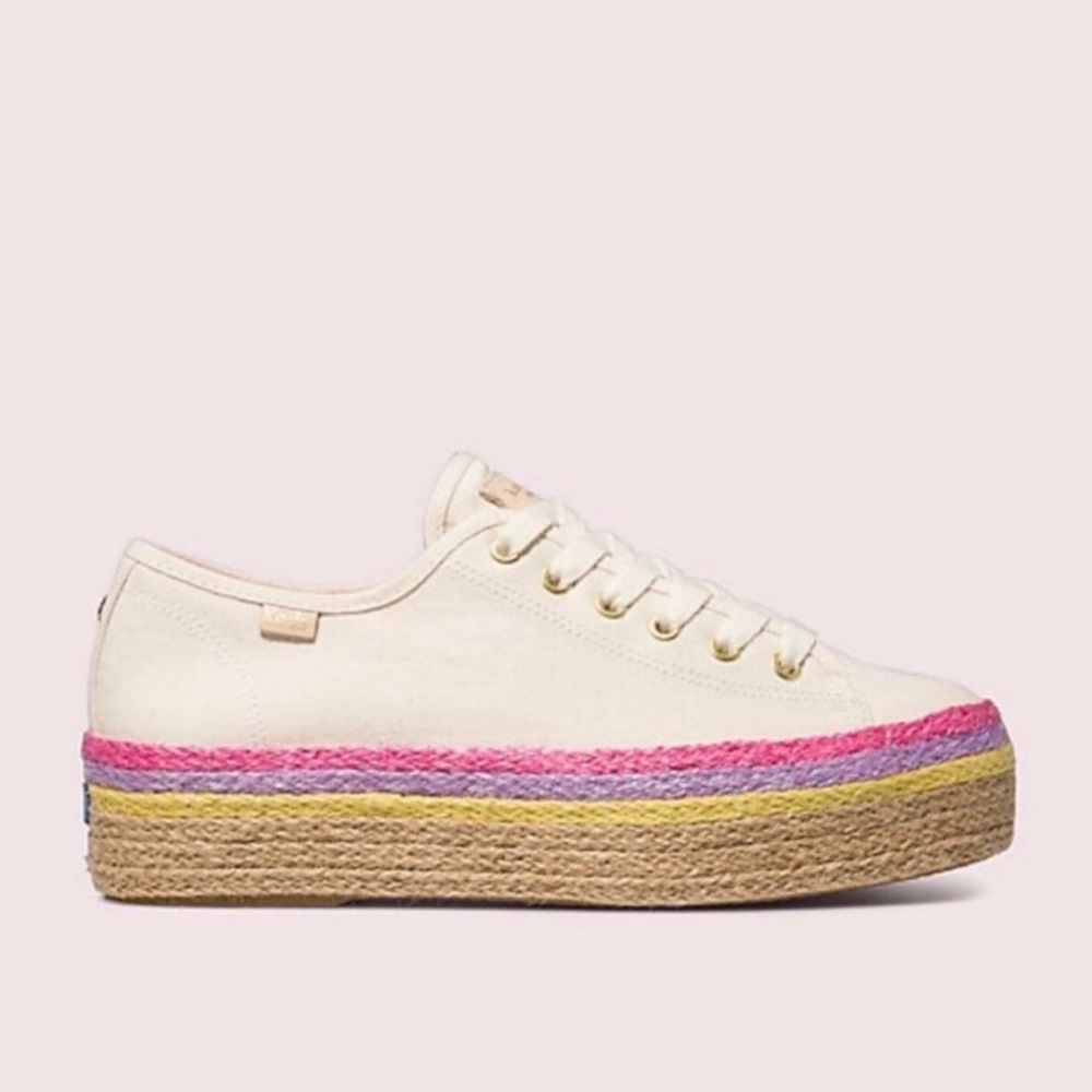 New! Kate Spade Keds Triple Neon Rafia Sneakers